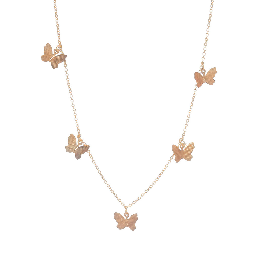 Butterfluies Single Layer Dainty Gold Necklace - Multiple Flying Butterflies