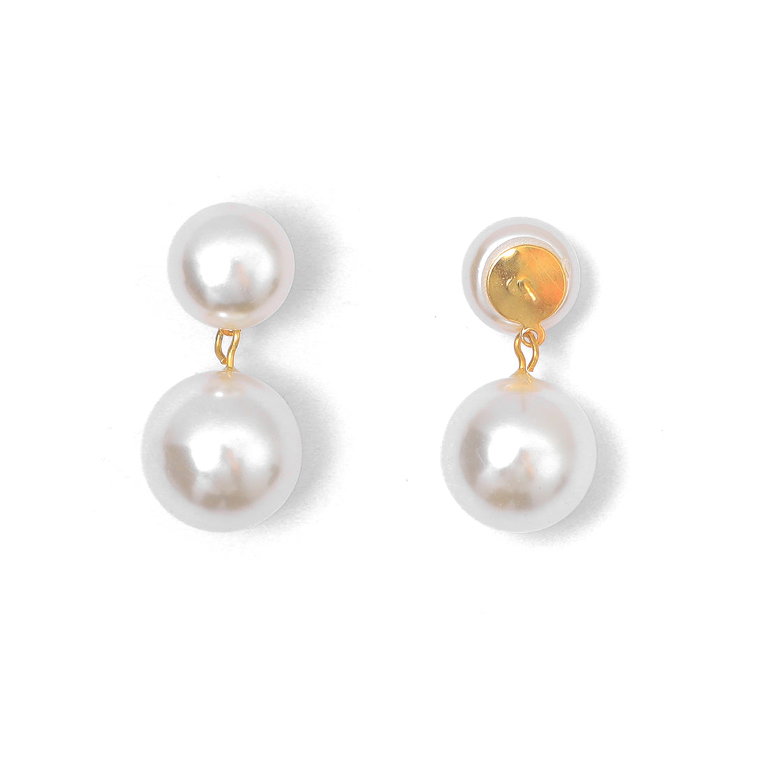 Elegant Pearl Drop Earrings In Gold