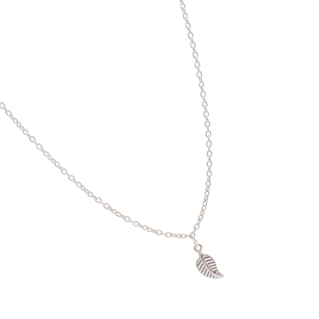 Elegant Silver-Toned Leaf Pendant Necklace