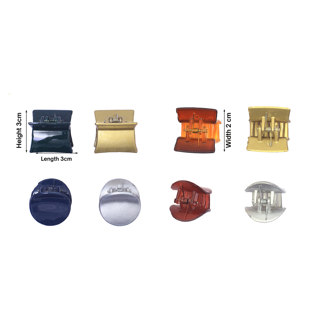 Chic Assorted Hair Clutch Set 3 Rectangular And 3 Round Elegance