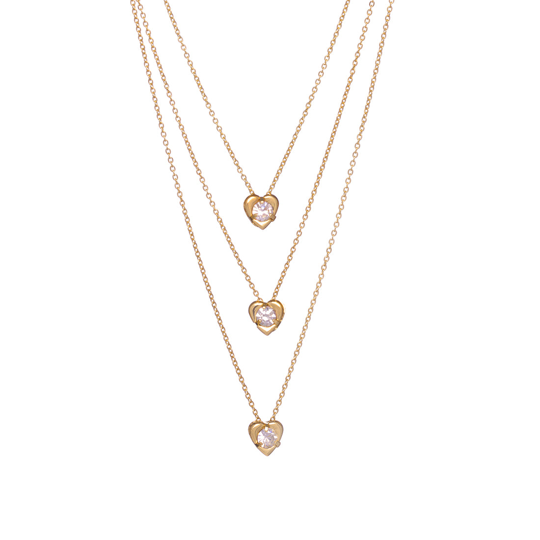 Three-Layered Gold Heart-Shaped Pendant Necklace