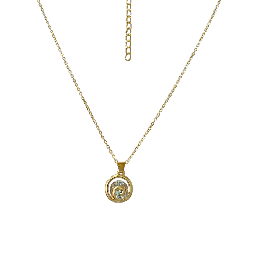 Ayesha Mini Spiral with Diamante Stud Pendant Gold-Toned Necklace