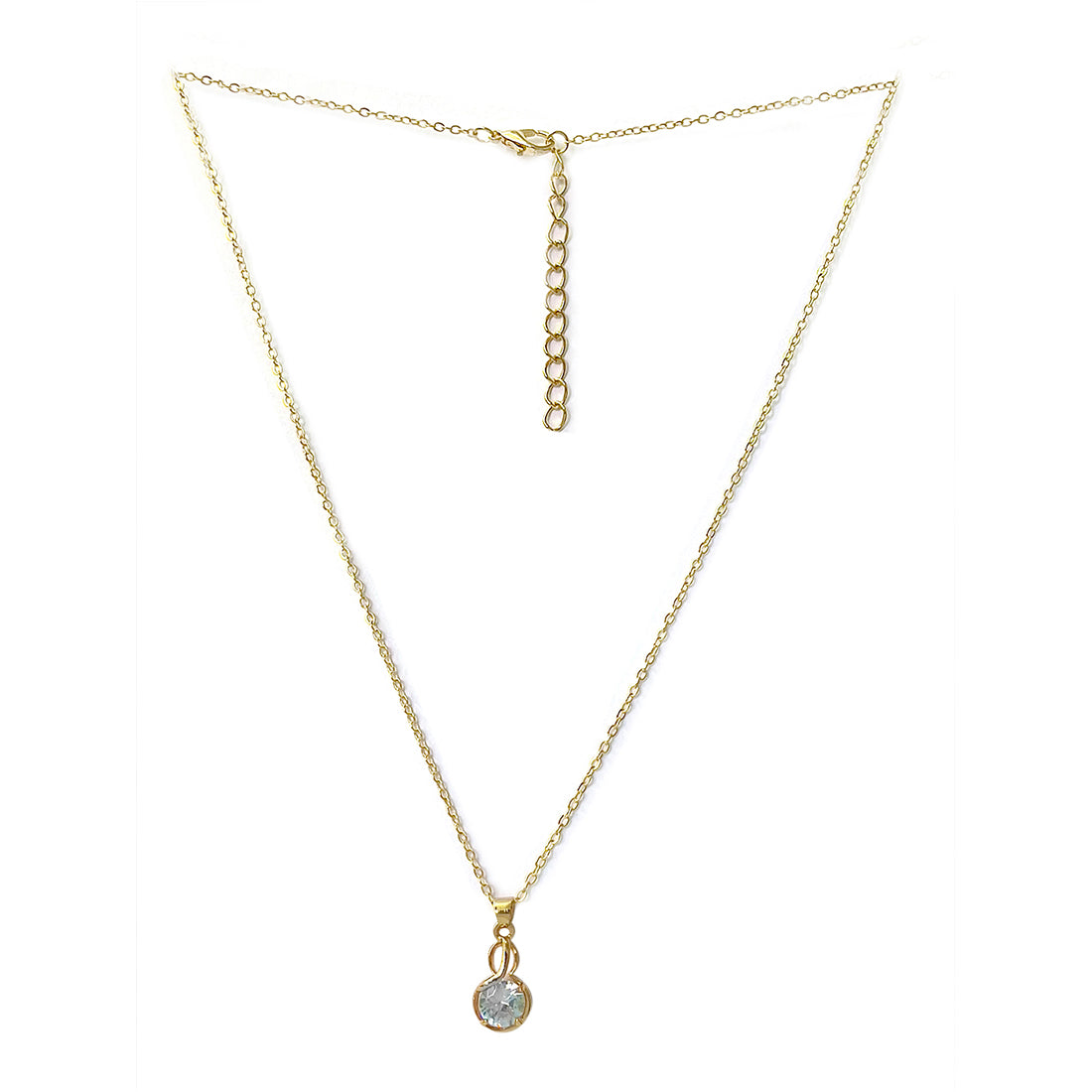 Circular Diamante Drop Gold-Toned Mini Pendant Necklace