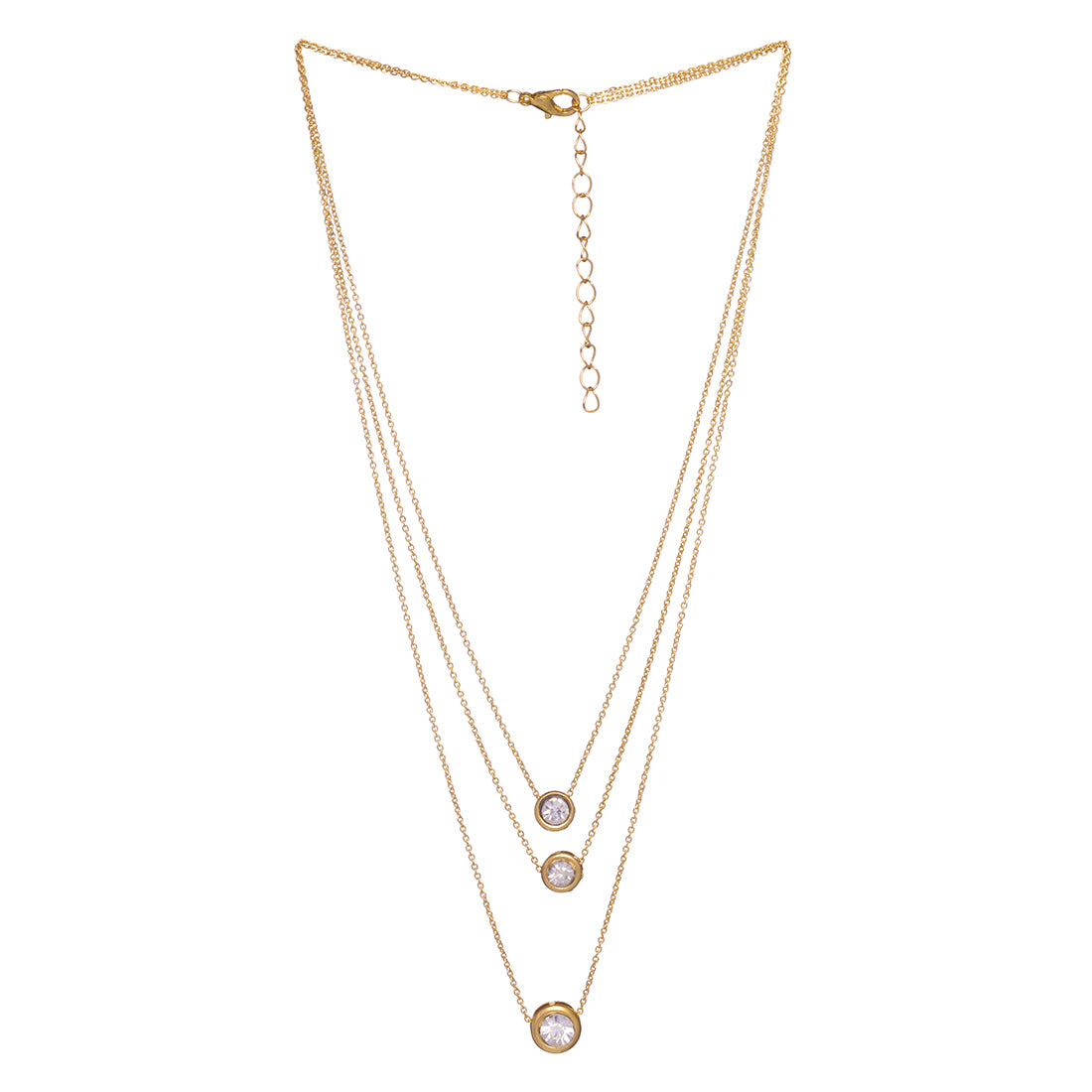 Three-Layered Diamond-Accented Small Round Pendant Necklace