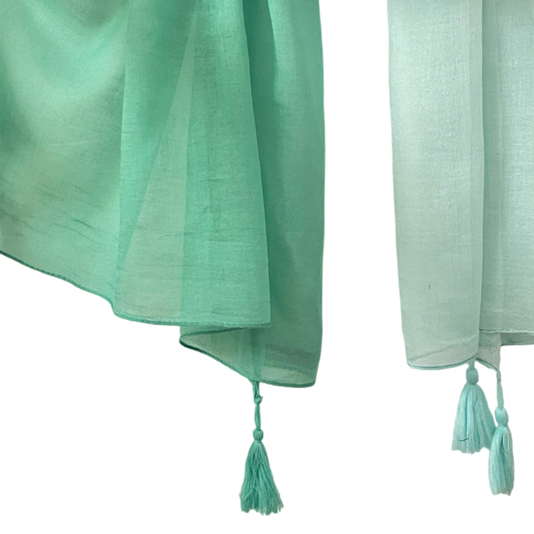 Green Ombre Double Shaded Viscose Scarf with Corner Tassels