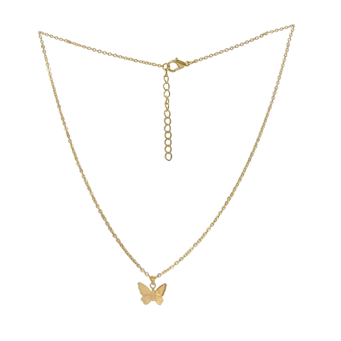 Set of 2 Butterfly Pendant Gold-Toned Necklace & Bracelet