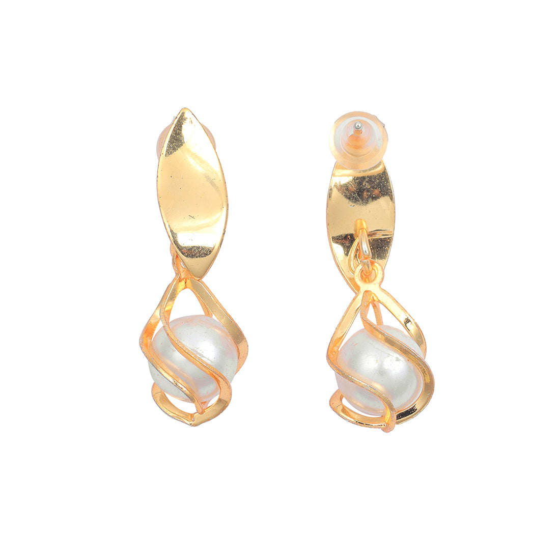 Sophisticated Gold-Toned Earrings With A Single, Elegant Pearl Drop.
