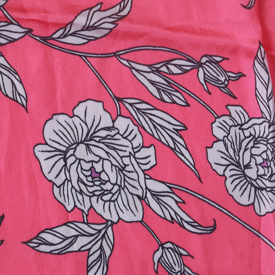 Pink & Red Floral Satin Scarf