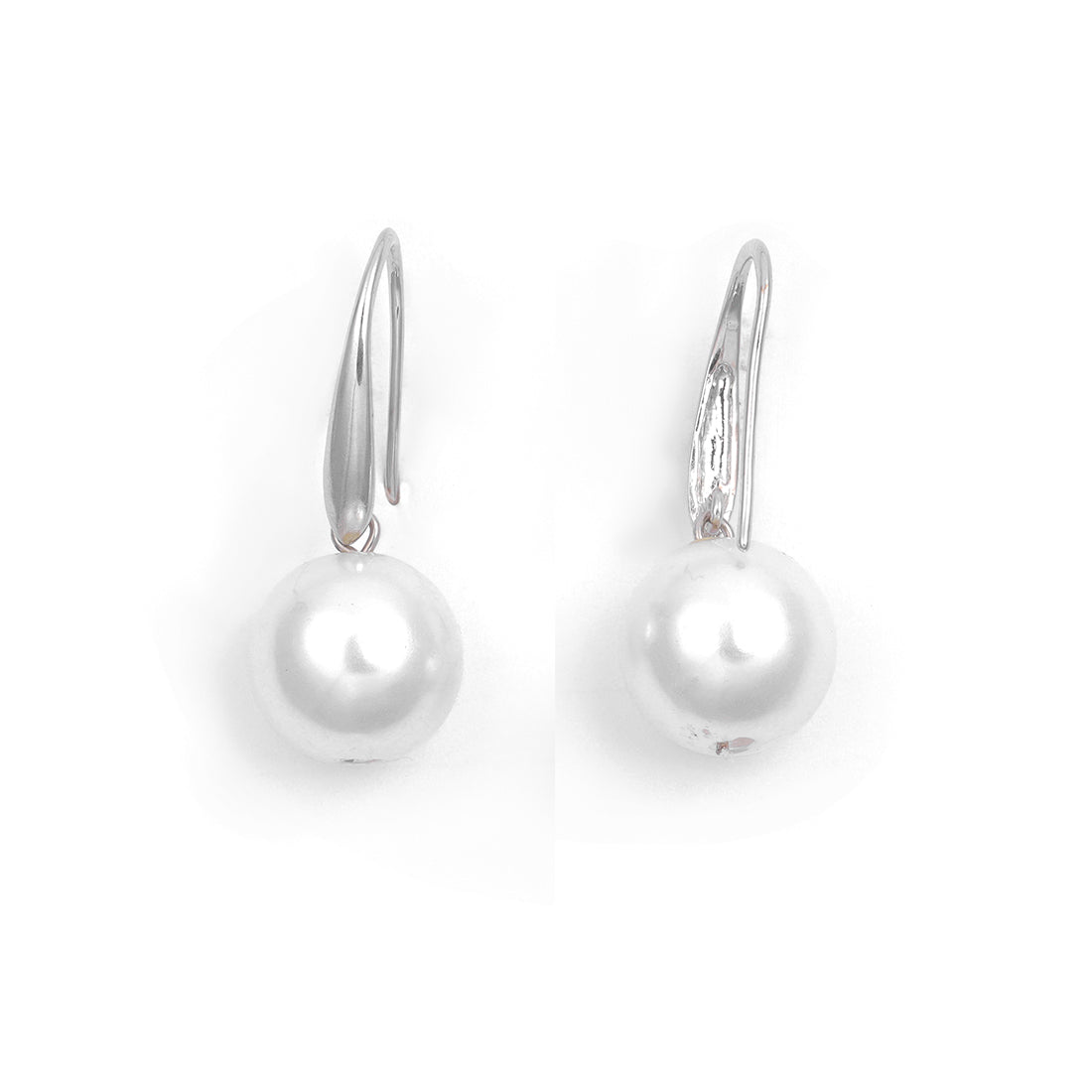 Minimalist Silver Earrings Featuring A Striking, Large Pearl.