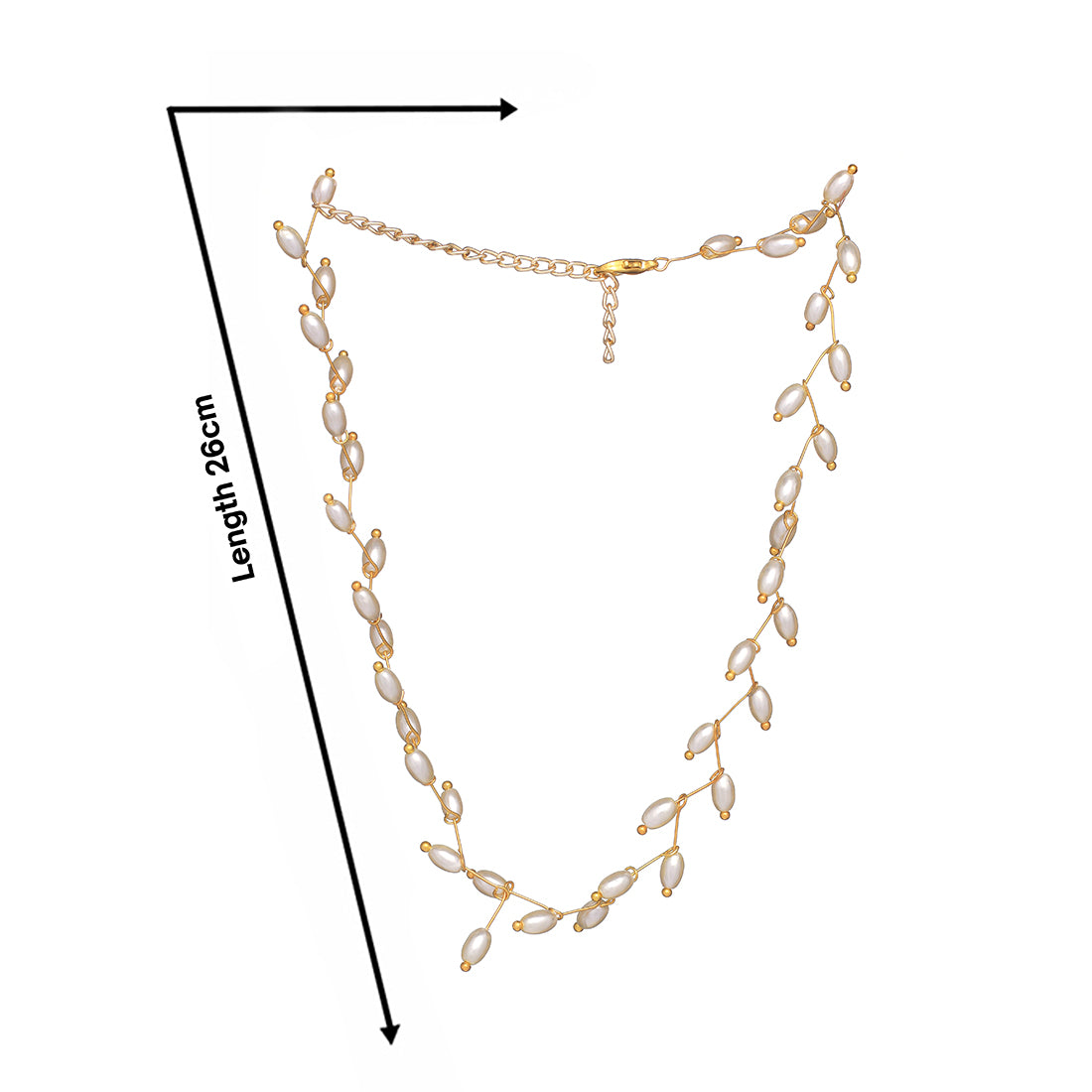 Gold-Tone Choker Necklace With Oval Pearls Arranged In A Leaf Pattern