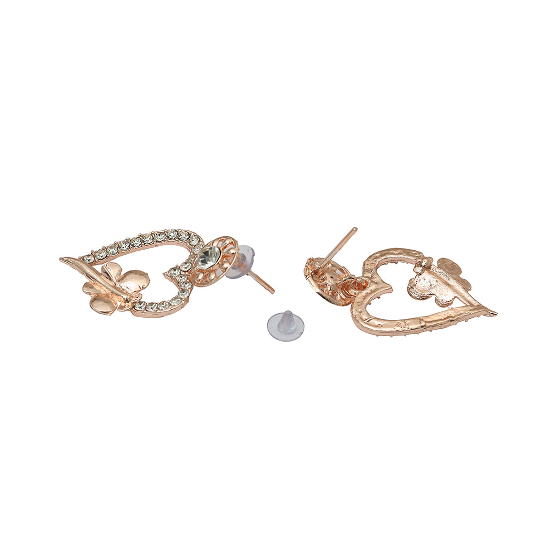 Elegant  Rose Gold Filigiri Diamonti  Studs With Heart Butterfly Earrings.