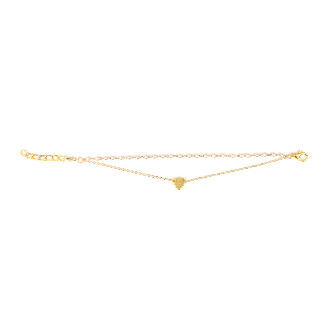 Two-Layered Bracelet: Gold-Toned Heart Chain & Seed Pearls Strand