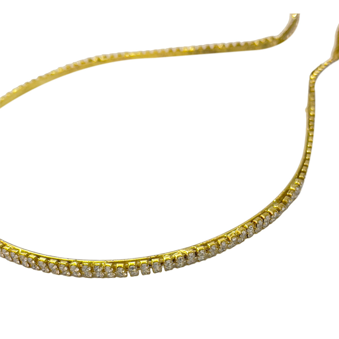 Diamante Double Layer Studded Long Tassel Drop Gold-Toned Hairband