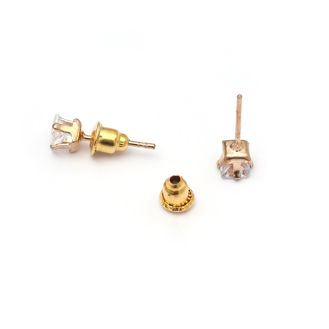 Set Of 6 Golden Zircon Studs & Black Matte Drops Earring Set