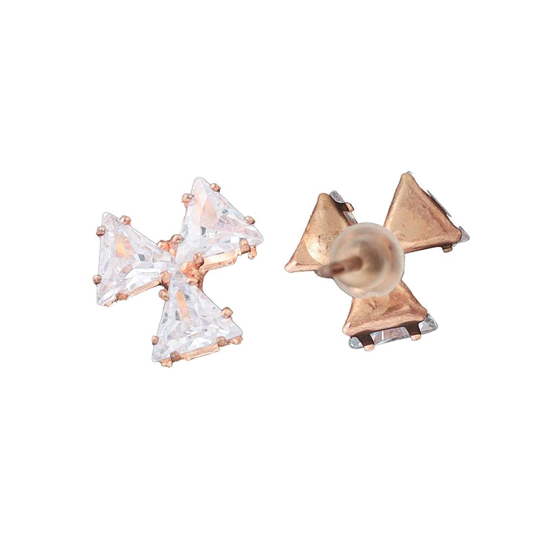 Set Of 2  Rose Gold-Toned Studs With Shimmering Rhinestones.