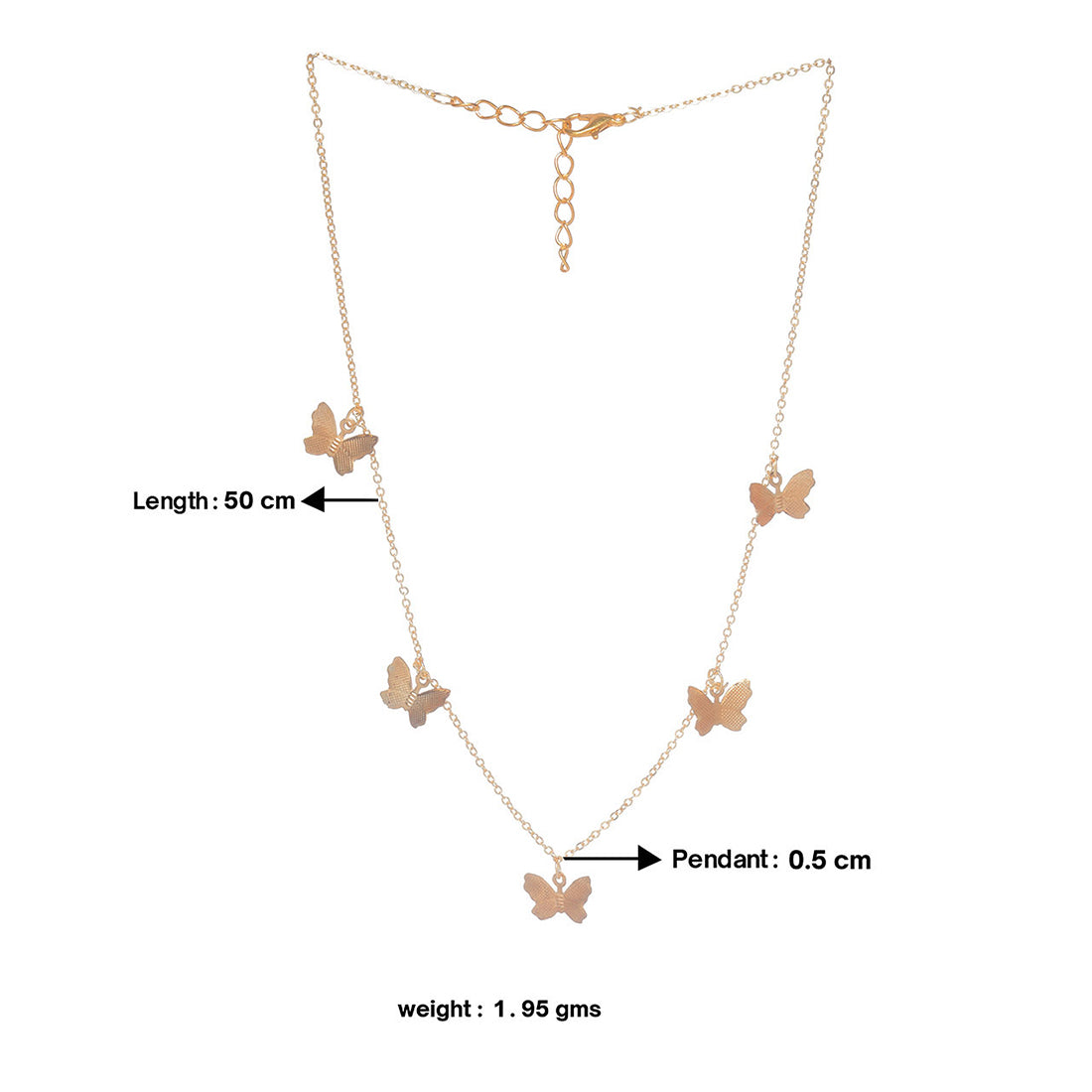 Butterfluies Single Layer Dainty Gold Necklace - Multiple Flying Butterflies