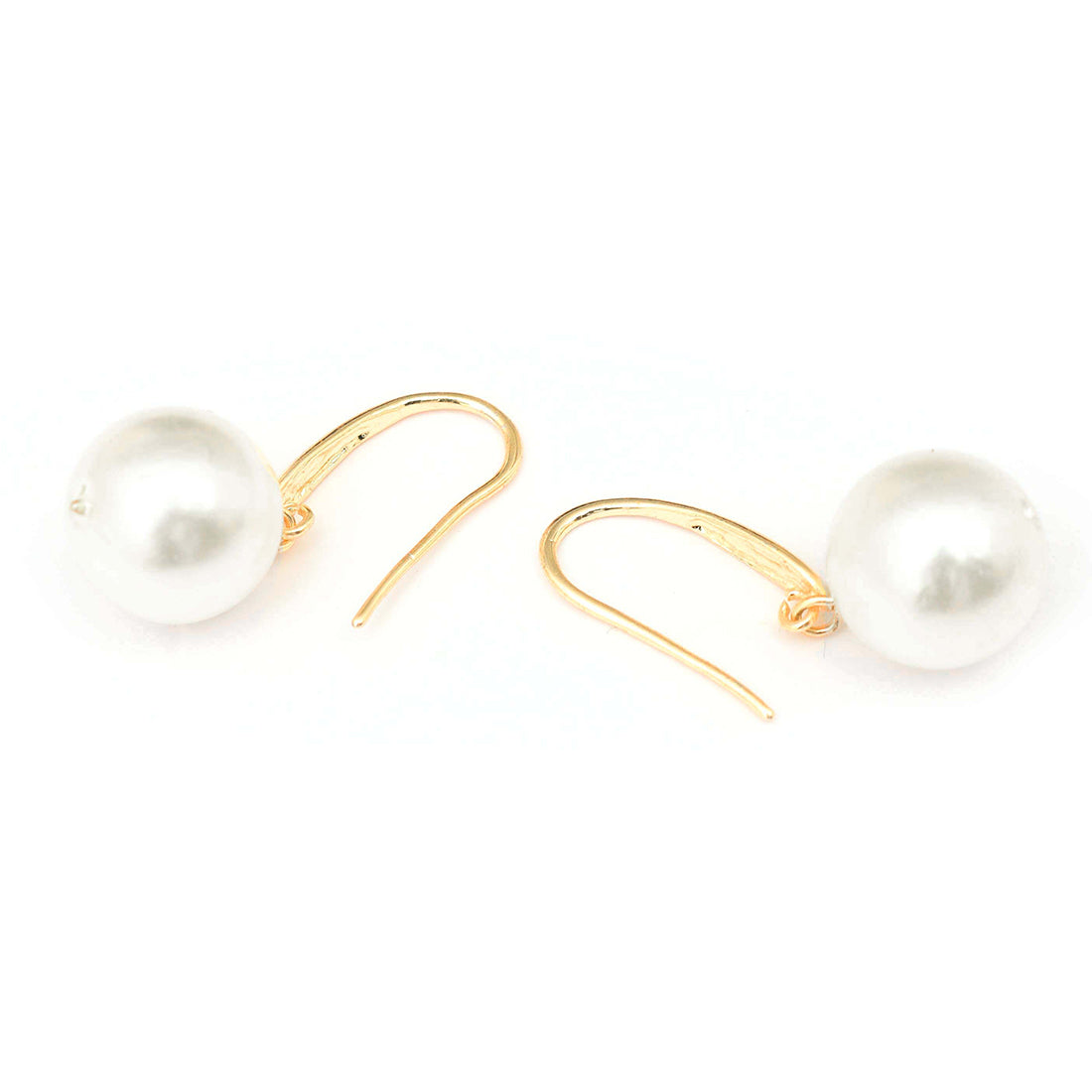 Minimalist Gold Earrings With A Prominent, Single Big Pearl.