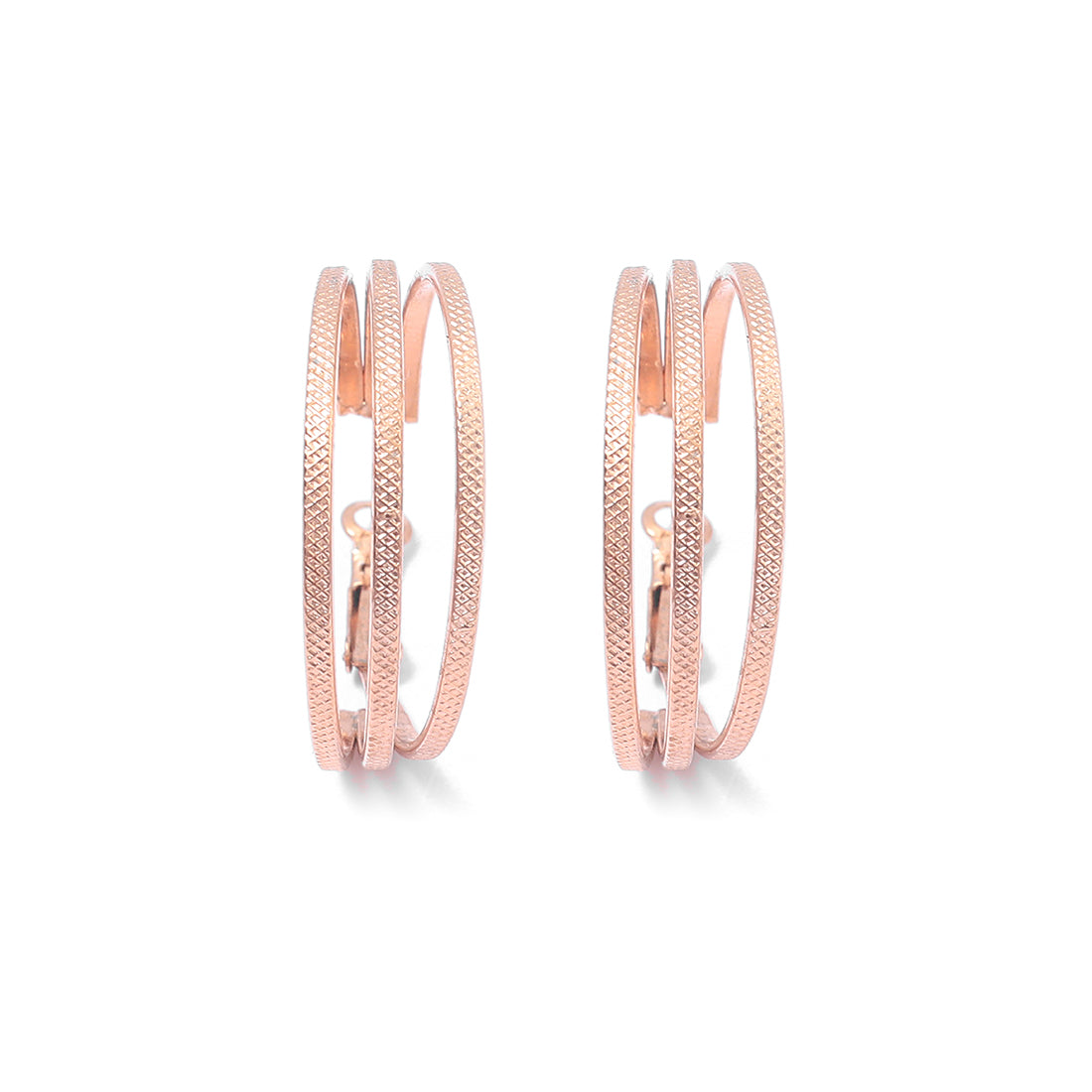 Stylish Triple Layer Rose Gold Hoop Earring