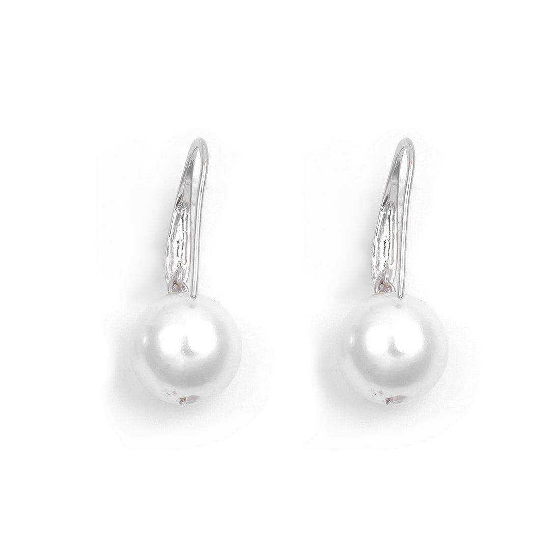 Minimalist Silver Earrings Featuring A Striking, Large Pearl.
