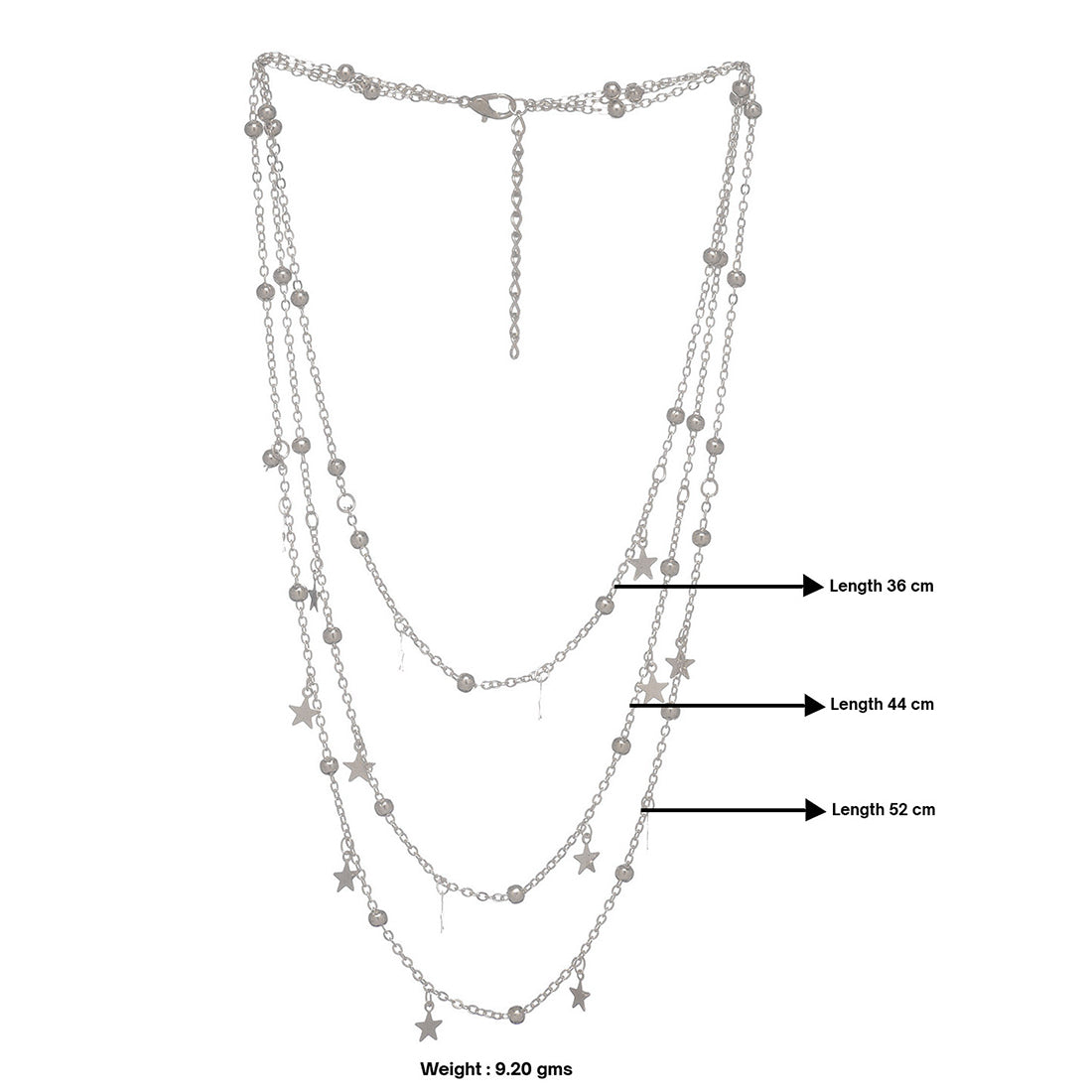 Contemporary Triple Layer Silver Party Necklace