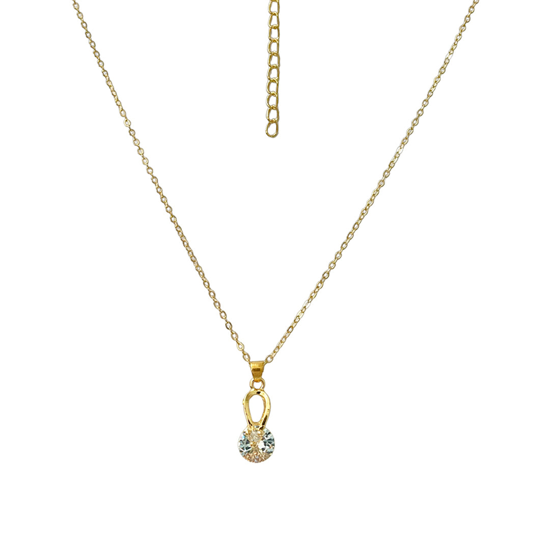 Ayesha Mini Oval with Diamante Stud Pendant Gold-Toned Necklace