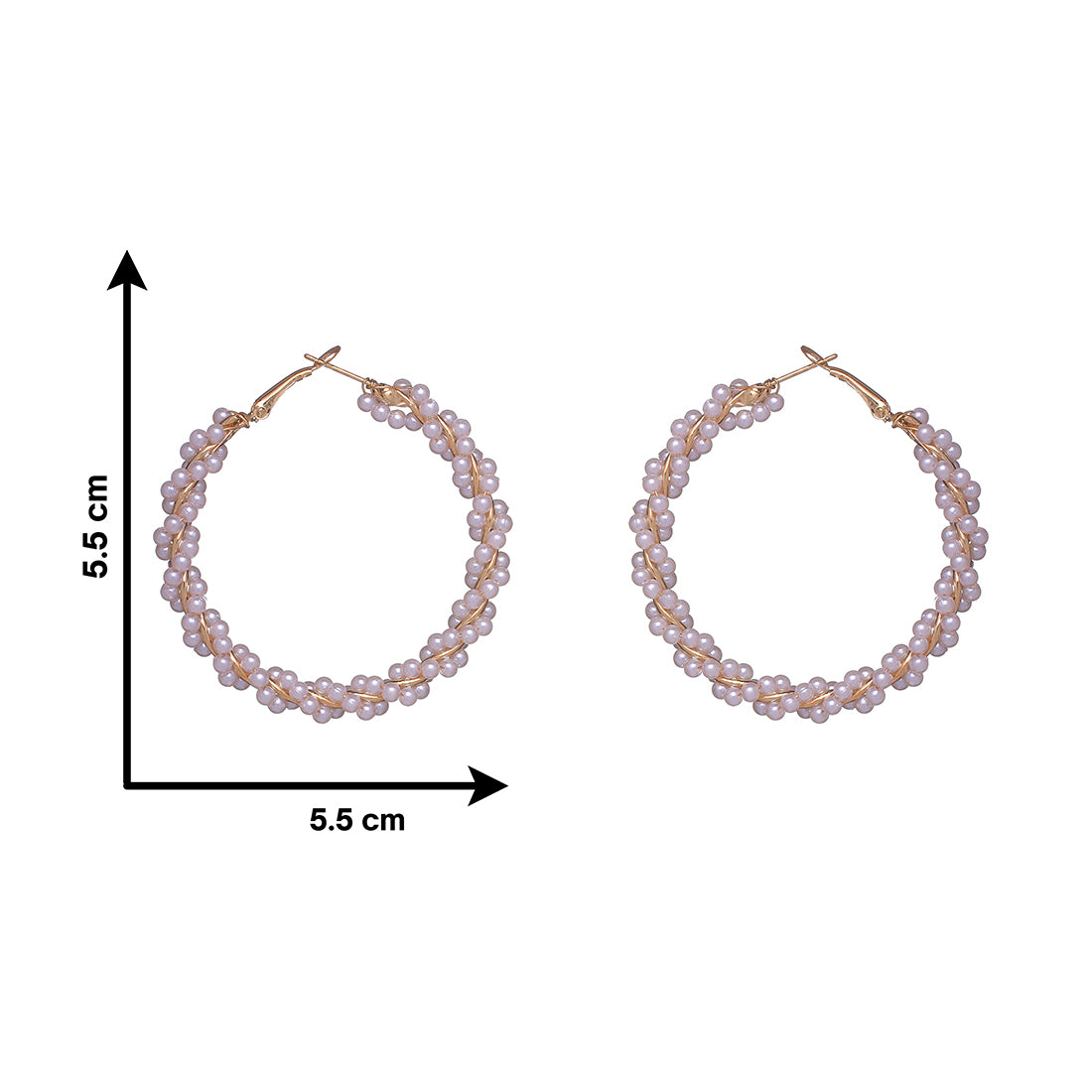 Oversized Pearl Studded Gold-Toned Circular Hoop Earrings