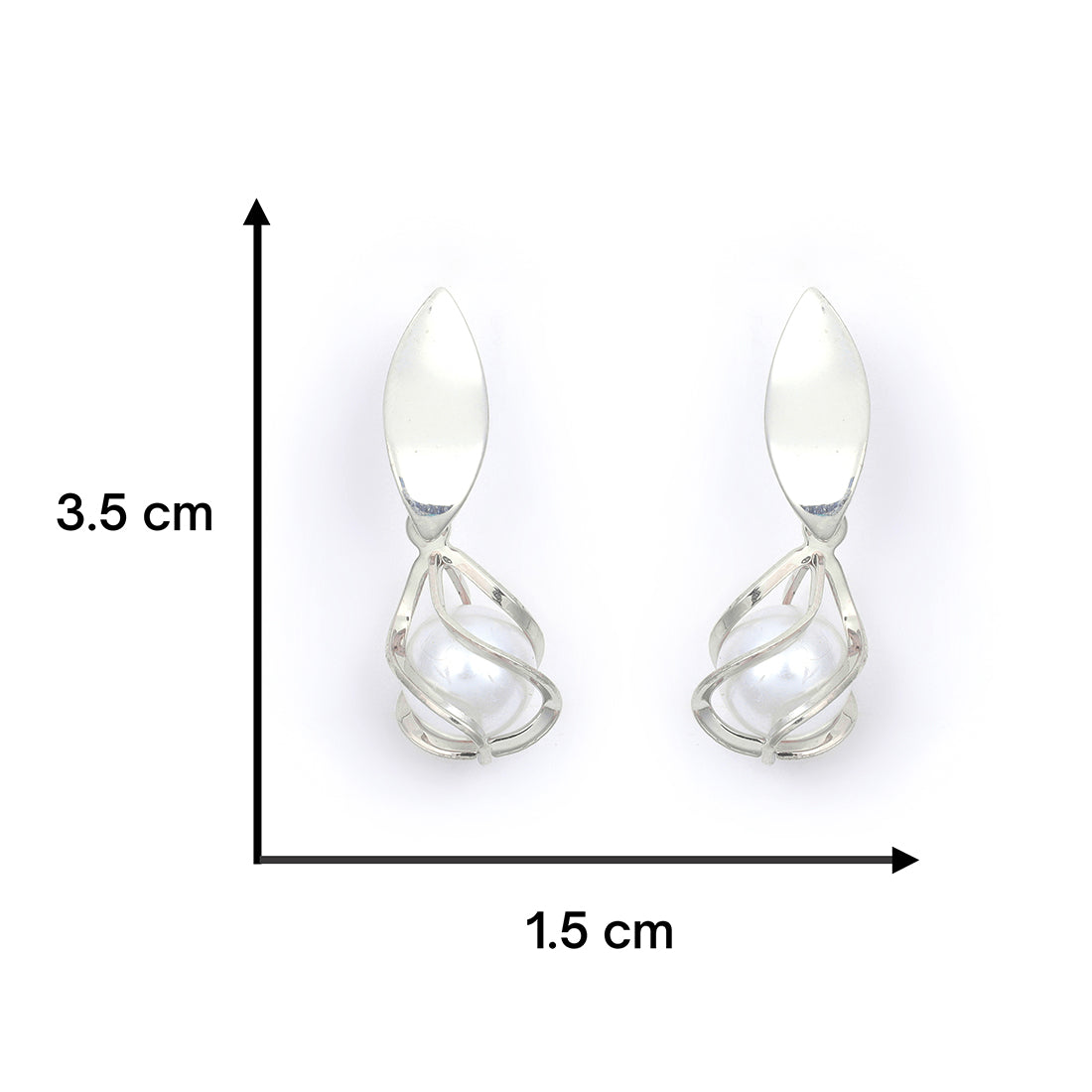 Chic Silver-Toned Earrings With Lustrous Pearl Drops.