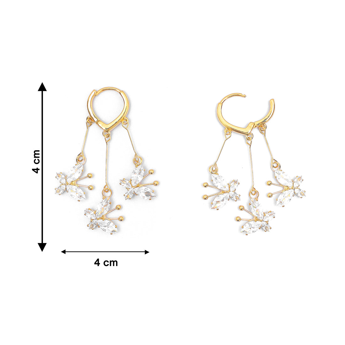 Chic Gold-Toned Butterfly Hoop Earrings With Diamante