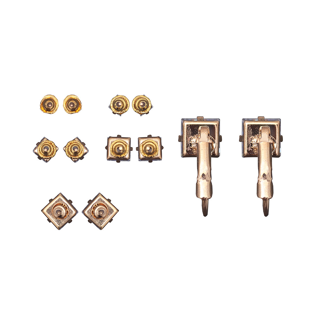 Set Of 6 Gold Toned Zircon Diamonti Stud In Different Sizes And Drop Hoop Set