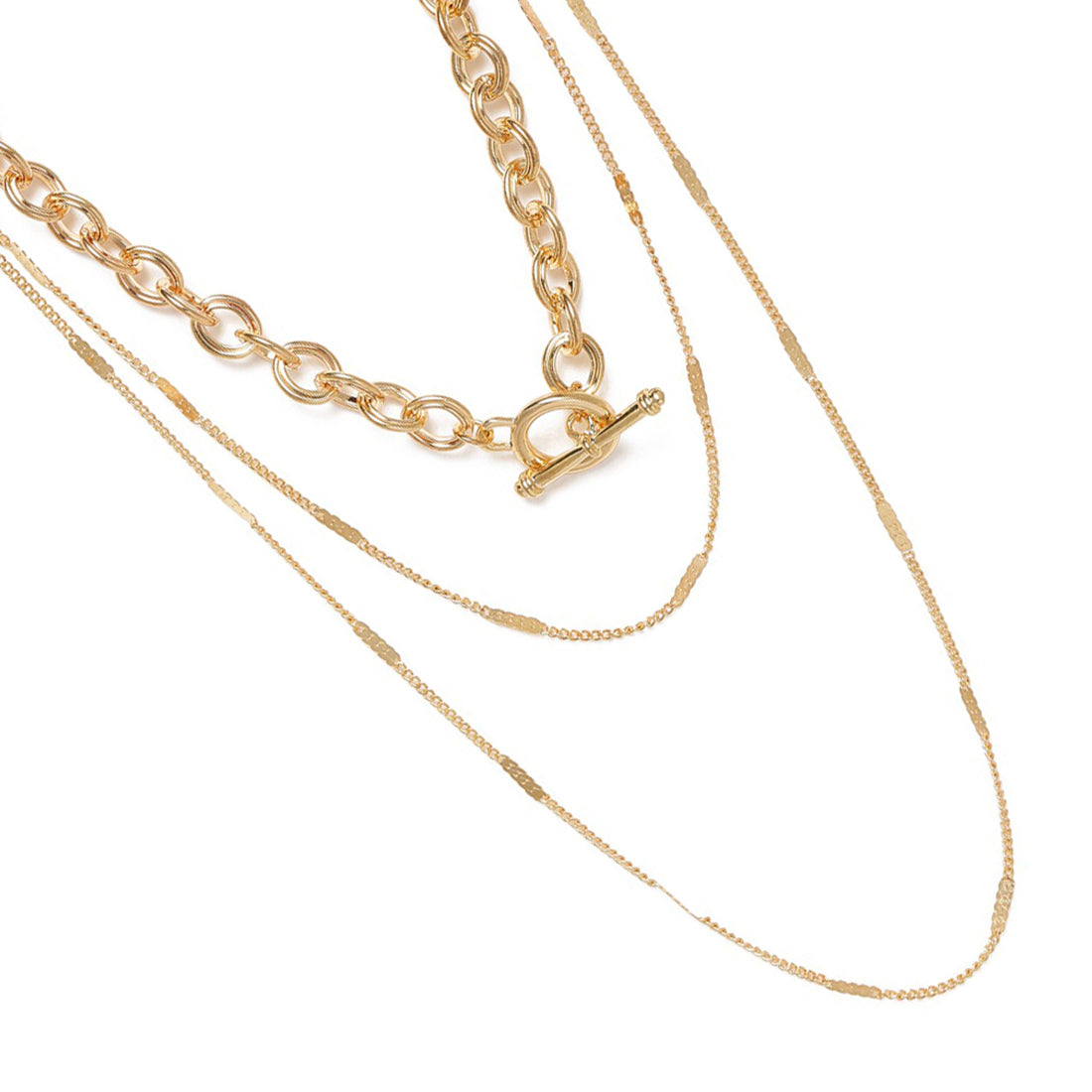 Chunky Bold Gold-Toned Chain Link Layered Necklace