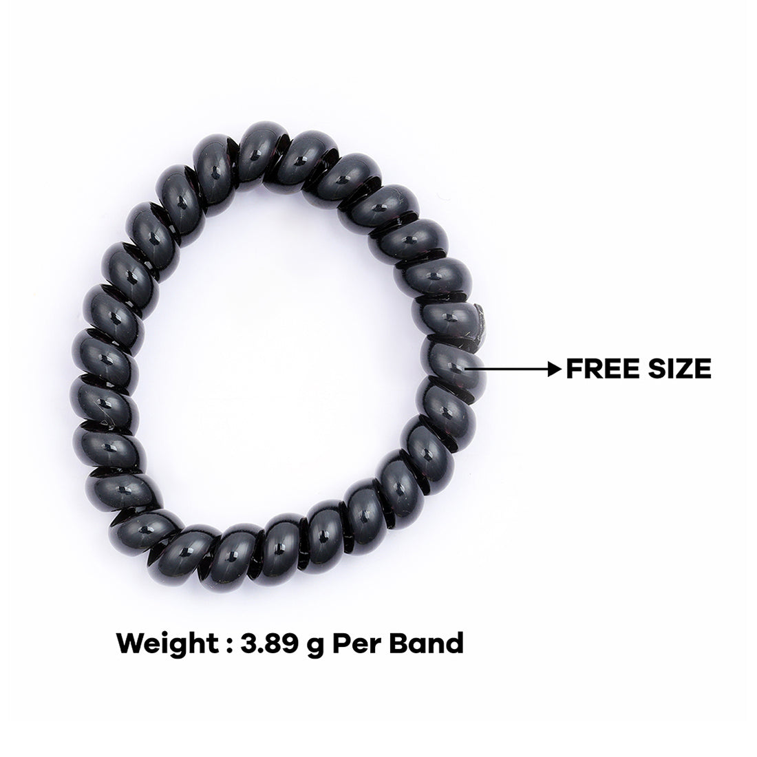 Ayesha Durable set of two black rubber bands with a unique telephone wire design.