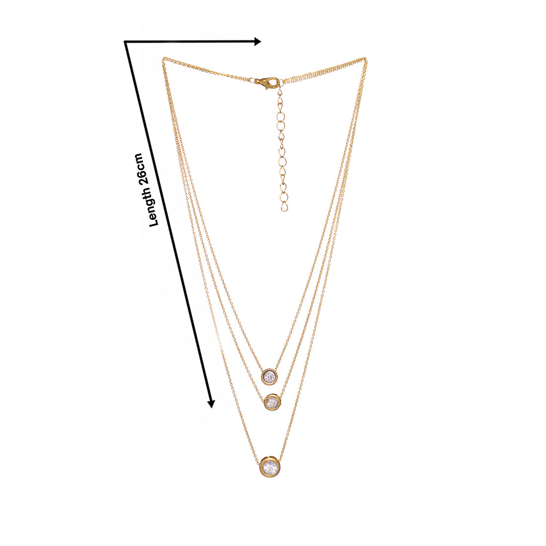Three-Layered Diamond-Accented Small Round Pendant Necklace