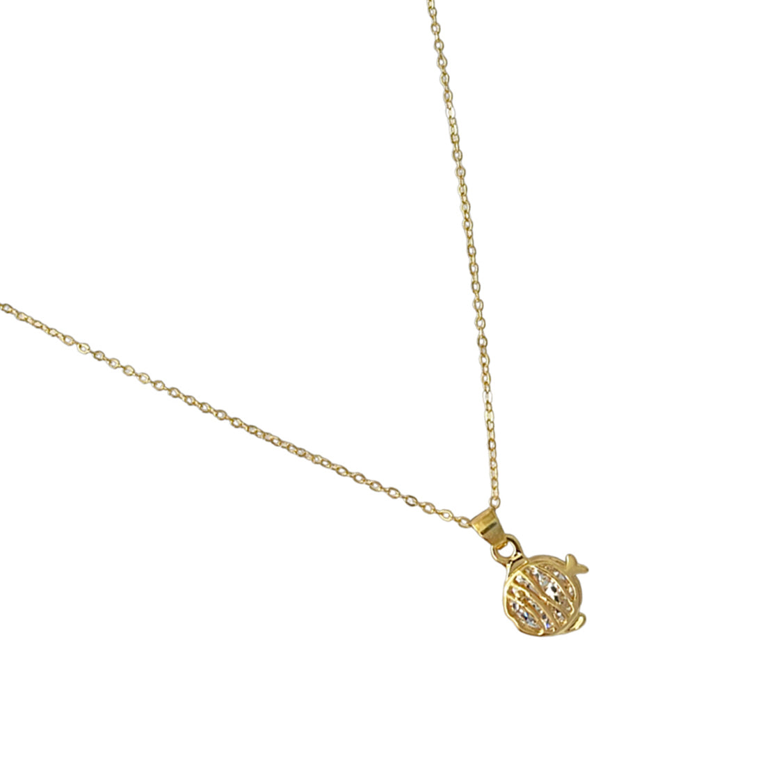 Ayesha Mini Fish with Diamante Stud Pendant Gold-Toned Necklace