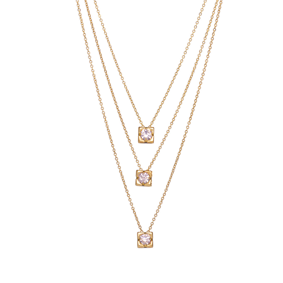 Gold Cube Necklace With Central Diamond