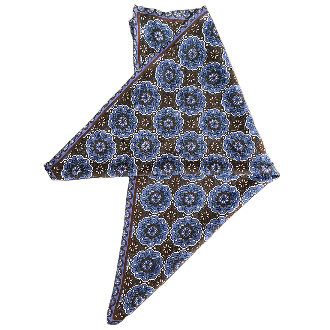 Blue Abstract Mandala Boho Multicolor Printed Satin Multipurpose Square Scarf