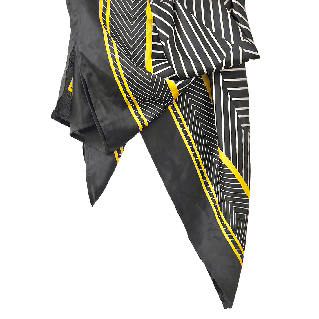 Black, Yellow & White Abstract Striped Satin Multipurpose Square Scarf