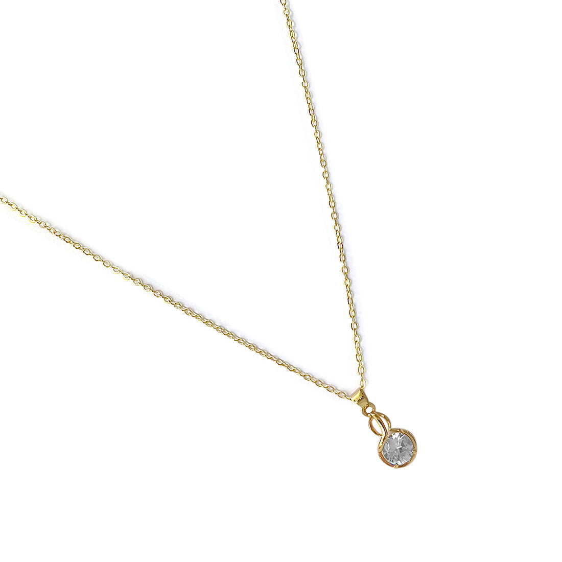 Circular Diamante Drop Gold-Toned Mini Pendant Necklace