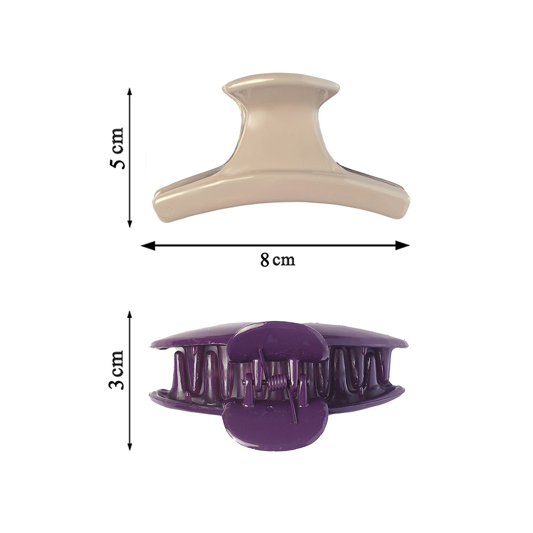 Set of Two Classic Beige & Purple Claw Clutch Clips