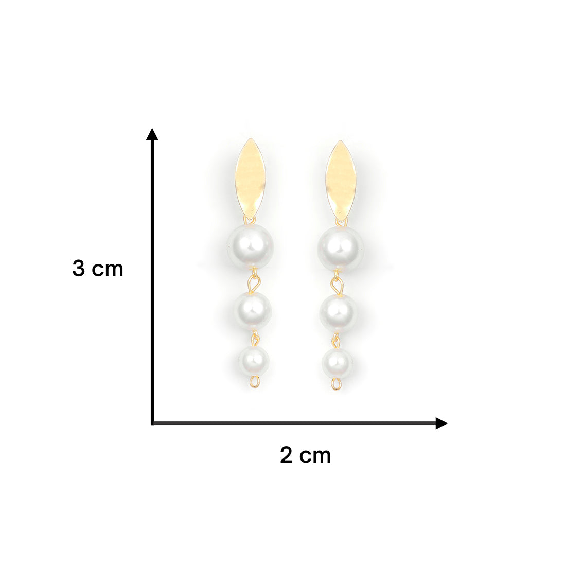 Elegant Gold-Toned Earrings Featuring A Trio Of Lustrous Pearl Drops.