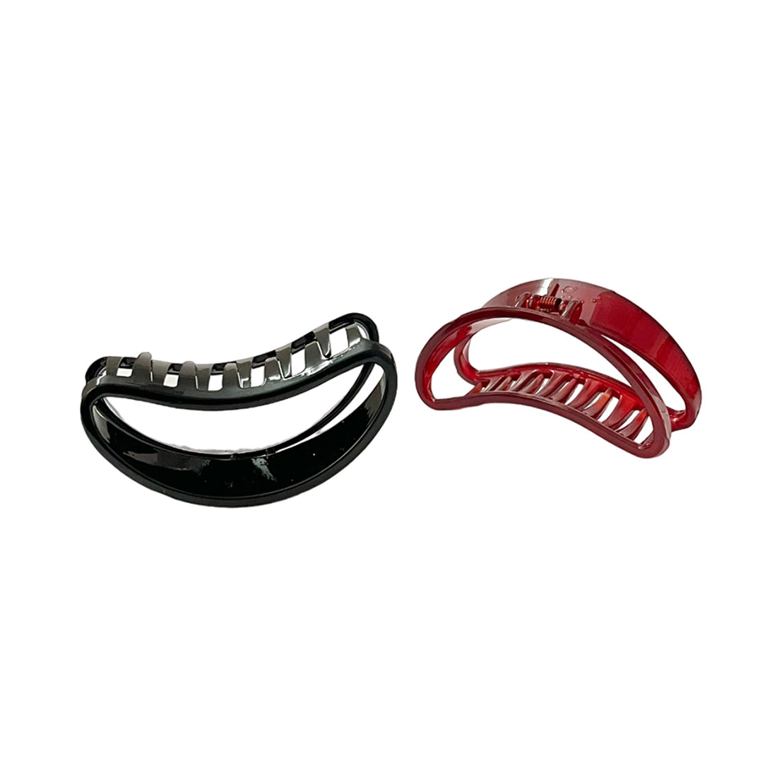 Set of 2 Oversized Banana Maroon & Black Curved Claw Clips