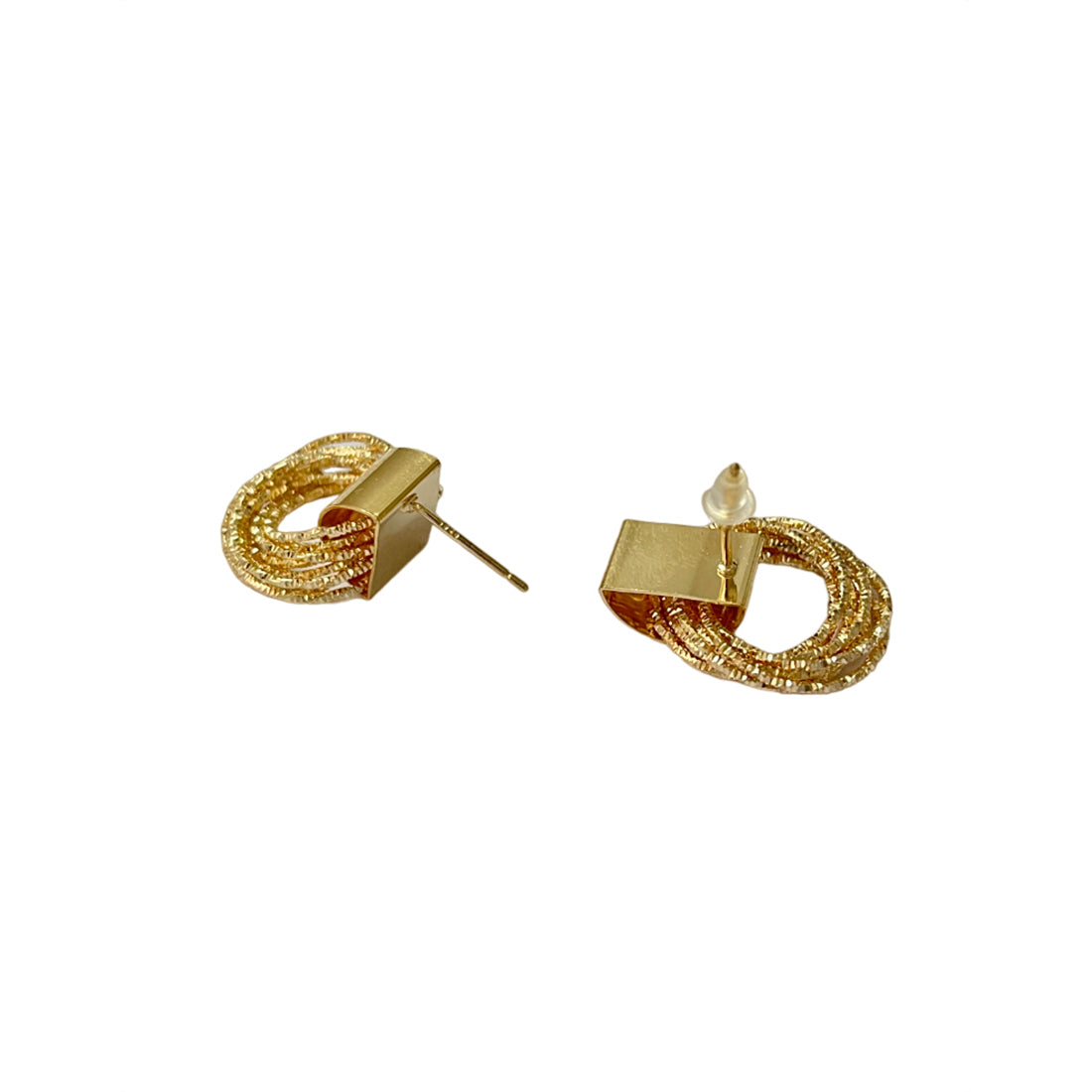 Contemporary Bold Gold-Toned Mini Bar with Layered Circular Drop Earrings