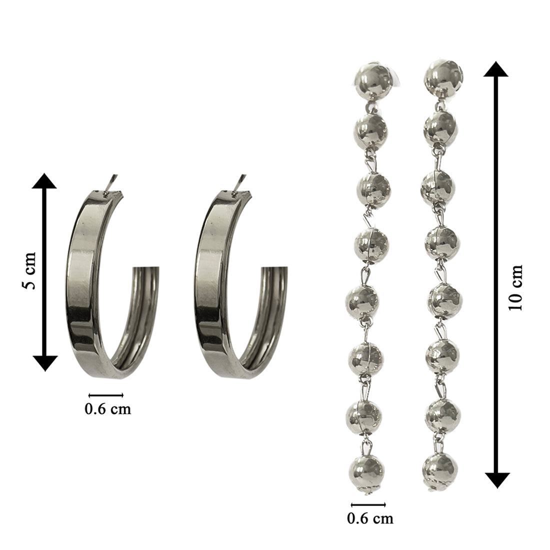Set Of 2 Metallic Gold-Toned Long Circular Drop Earrings & Hoop Earrings