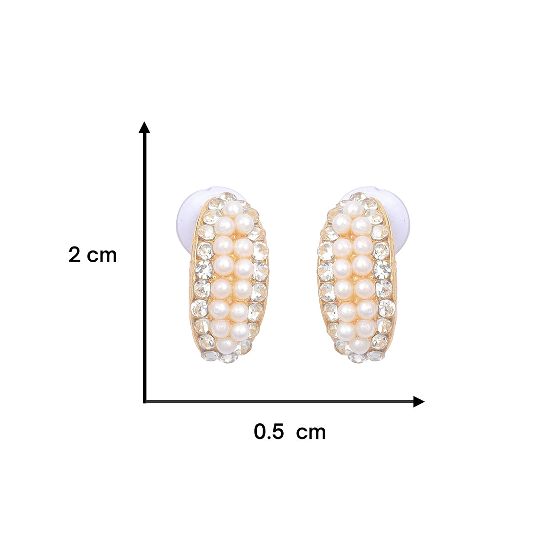 Gold-Toned Half Hoops With Diamante And Seed Pearls