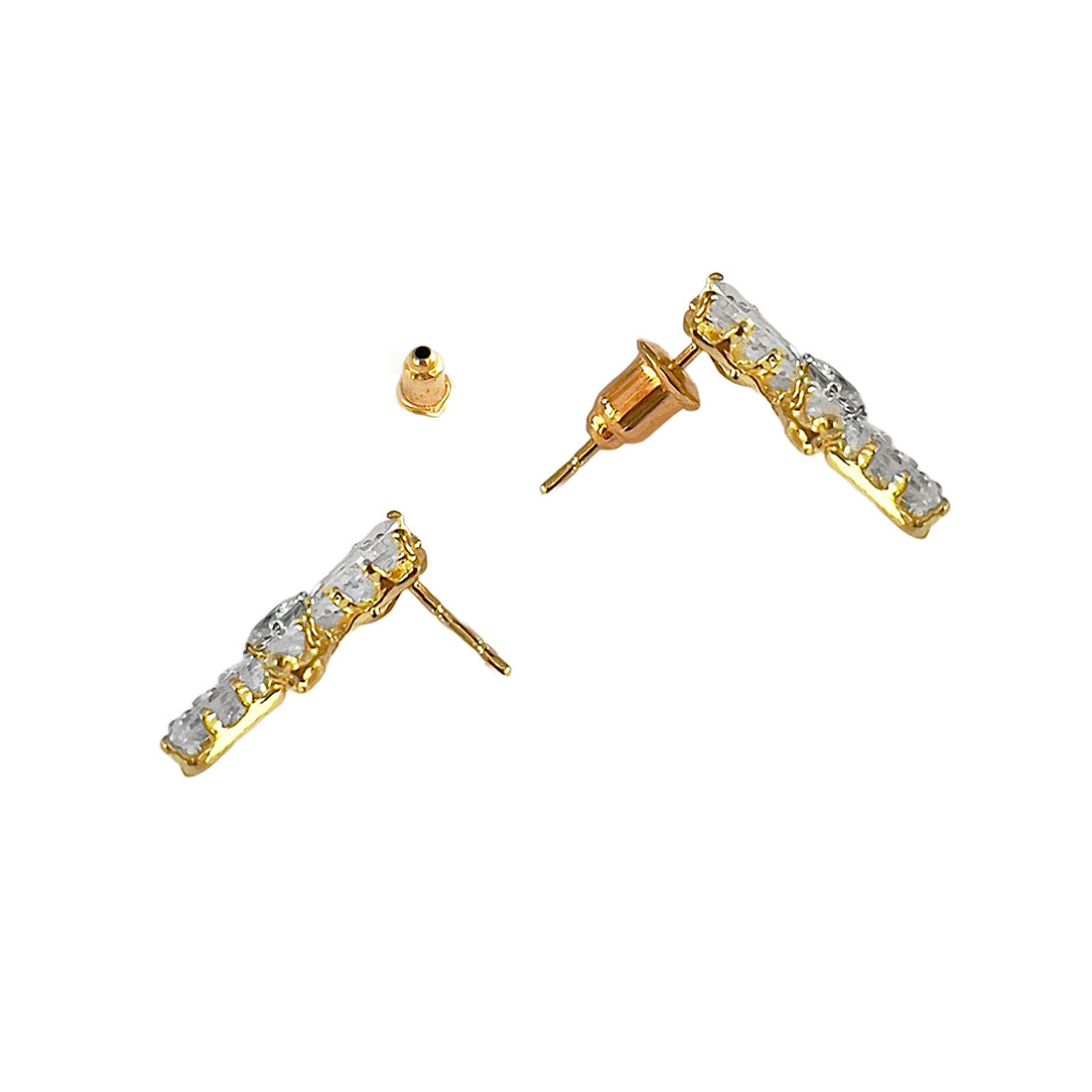 Rhinestone Studded Flower Gold-Toned Stud Earrings