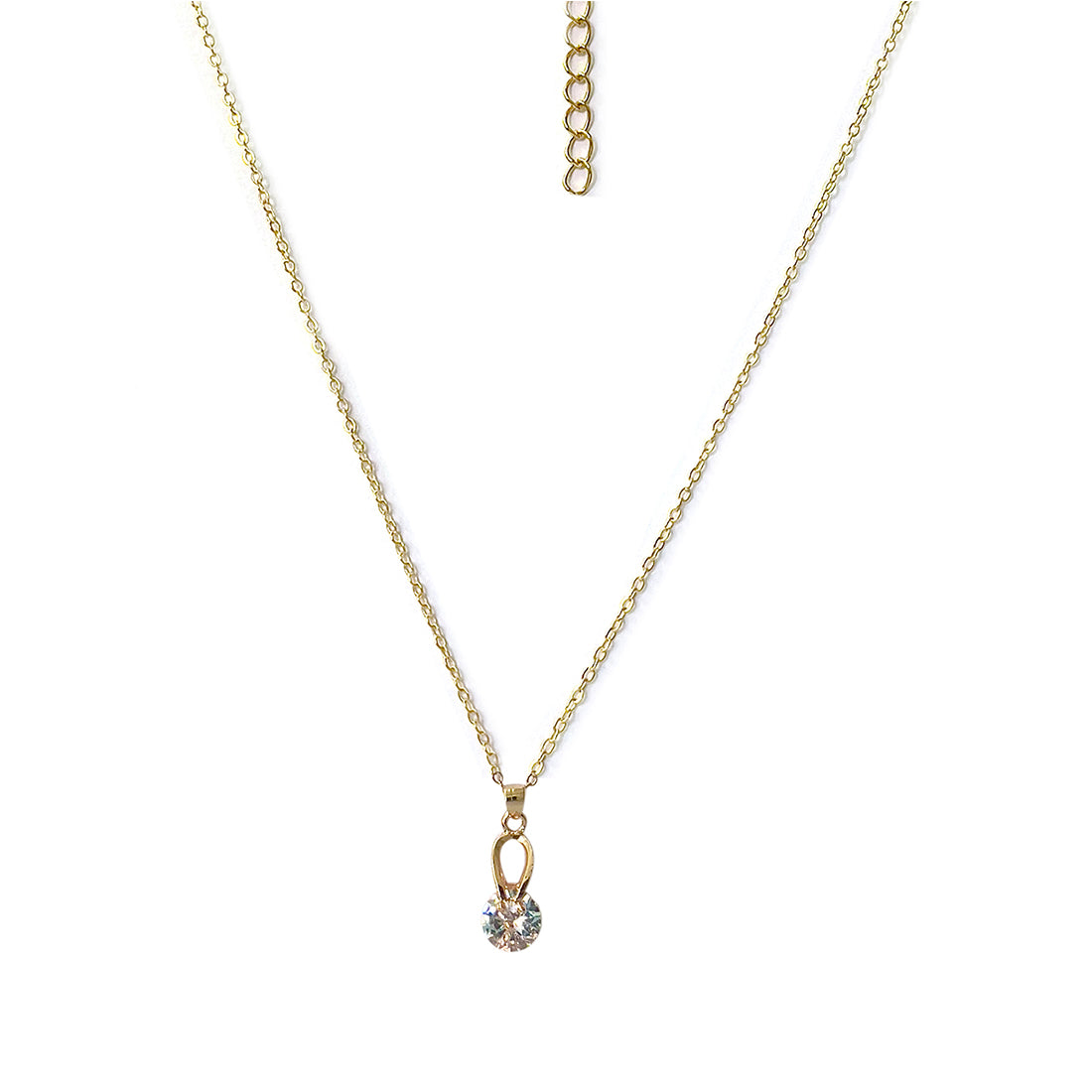Teardrop Diamante Studded Rose Gold Mini Pendant Necklace