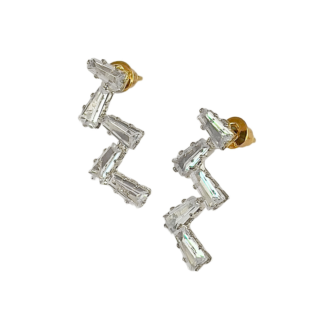 Rhinestone Studded Criss-Cross Gold-Toned Stud Earrings