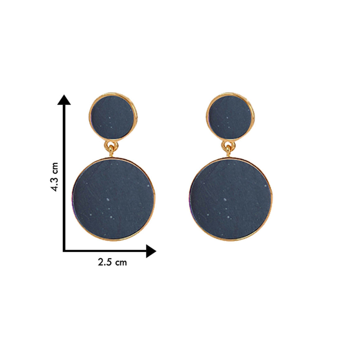Contemporary Black Acrylic Gold-Toned Double Circular Drop Earrings