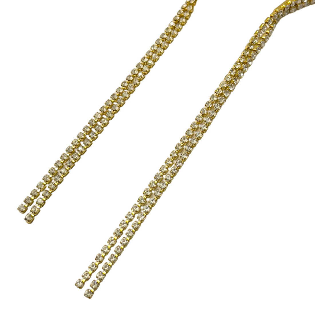 Diamante Double Layer Studded Long Tassel Drop Gold-Toned Hairband