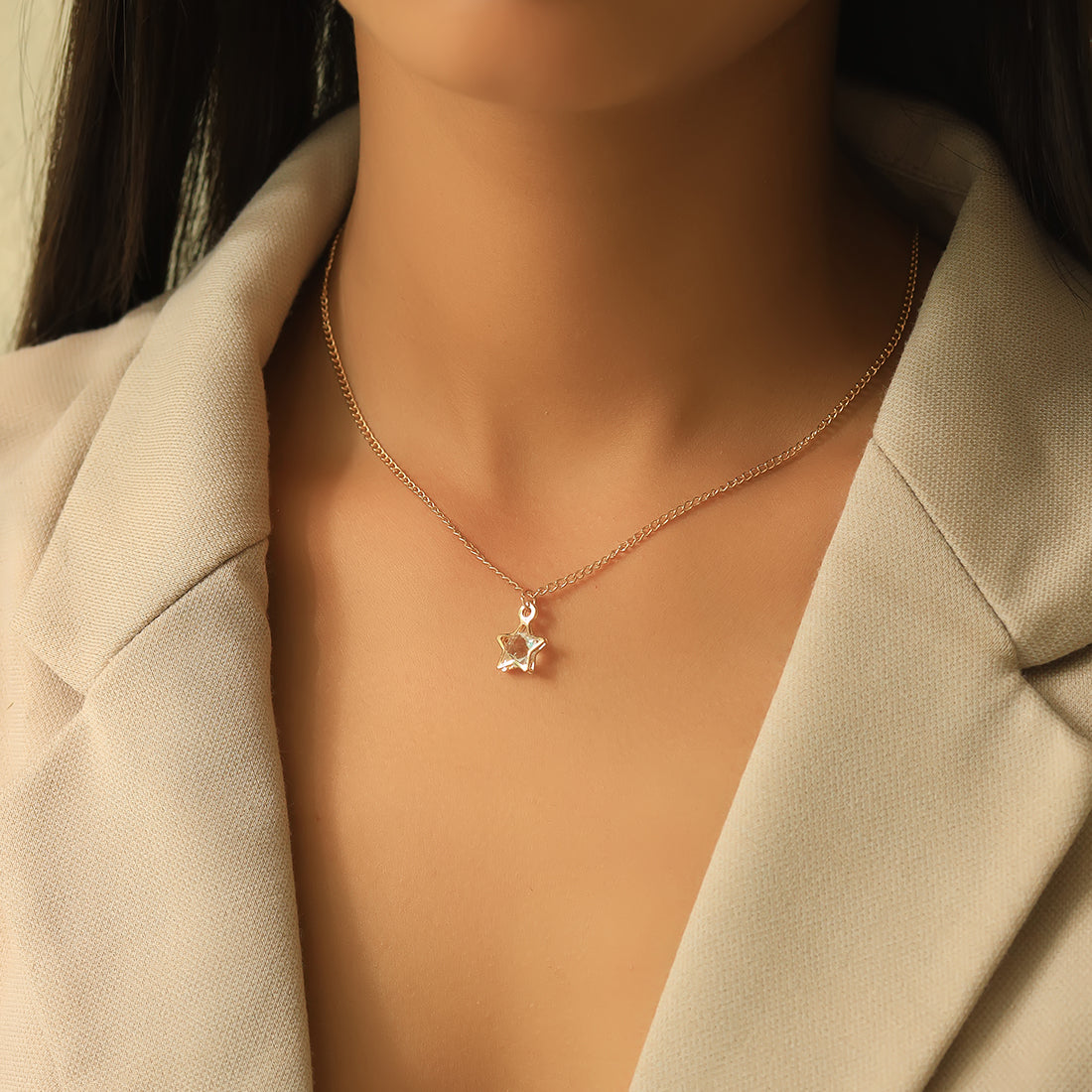 Star, Butterfly And Heart Pendant Necklace With Diamonti