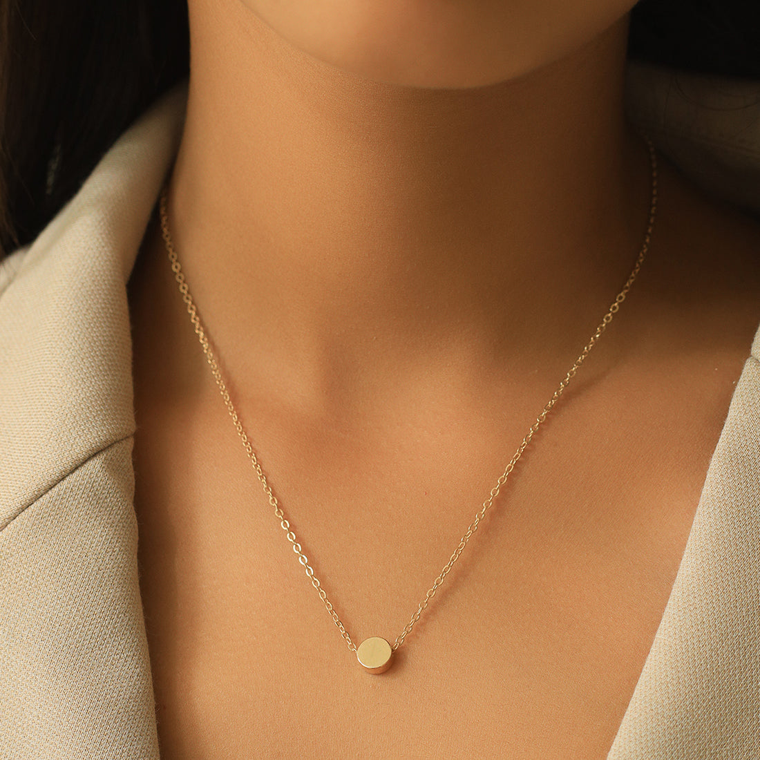 Gold-Toned Chain With Minimalist Circular Pendant